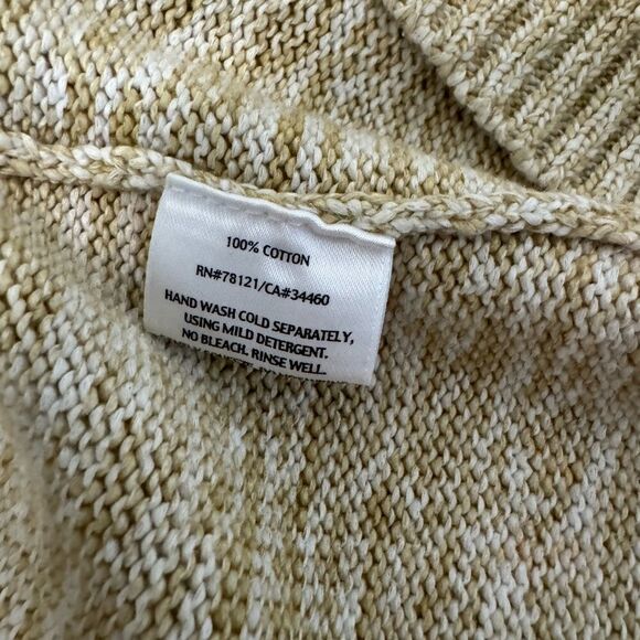 EILEEN FISHER Cardigan Women’s LRG Textured Open Front Neck Cotton Green Beige - Picture 7 of 9